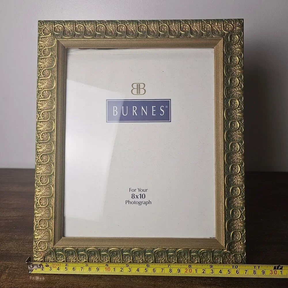 Vintage Burnes of Boston Gold-Tone Wood Picture Frame 8x10 Embossed Vine Design